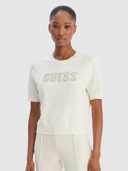 T-Shirt Guess Mulher Ss Cn Norah Logo Swtr