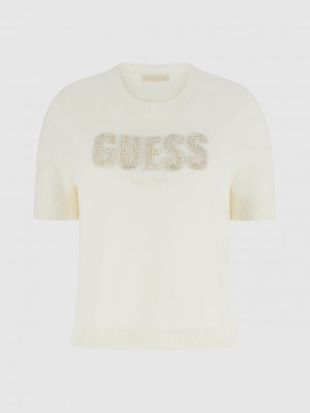 T-Shirt Guess Mulher Ss Cn Norah Logo Swtr