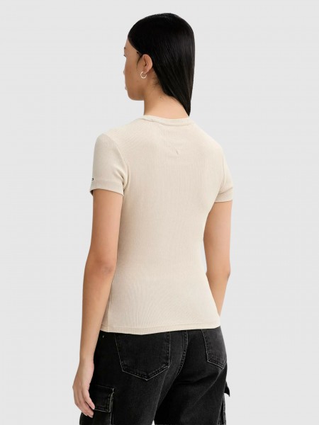 T-Shirt Tommy Jeans Mulher Tjw Slim Ess Logo 1 Rib Tee Ext