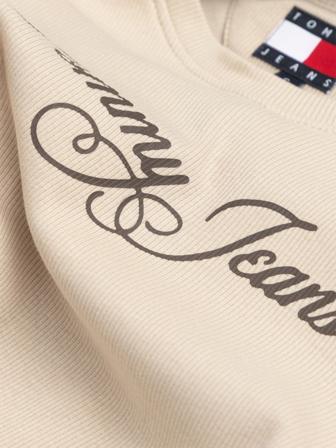 T-Shirt Tommy Jeans Mulher Tjw Slim Ess Logo 1 Rib Tee Ext
