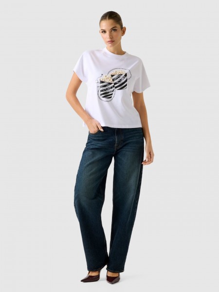 T-Shirt Guess Mulher Ss Cn Popcorn Tee