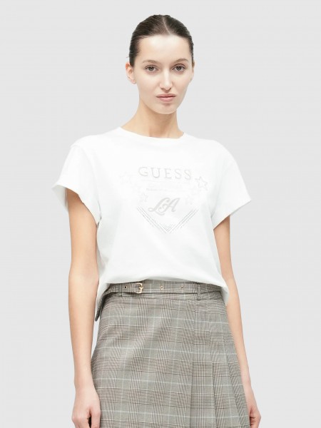 T-Shirt Guess Mulher Ss Cn La Stars Tee
