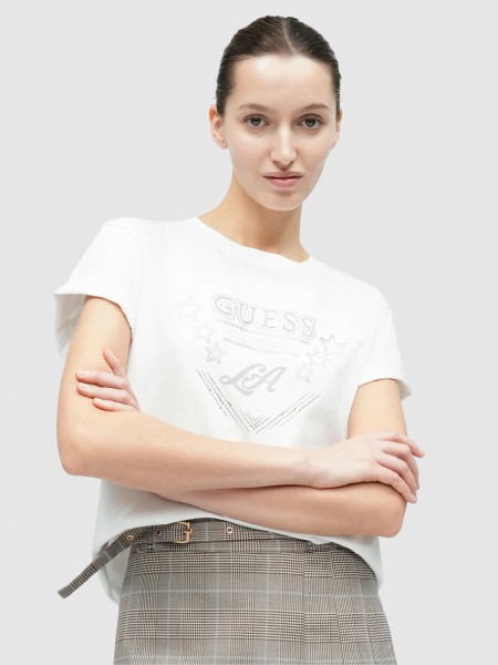 T-Shirt Guess Mulher Ss Cn La Stars Tee