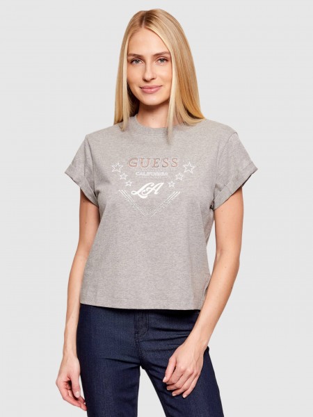 T-Shirt Guess Mulher Ss Cn La Stars Tee