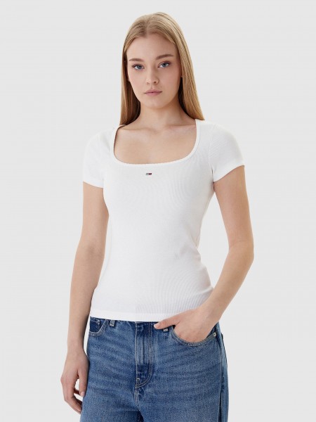 T-Shirt Tommy Jeans Mulher Tjw Slim Soft Rib Ss Tee