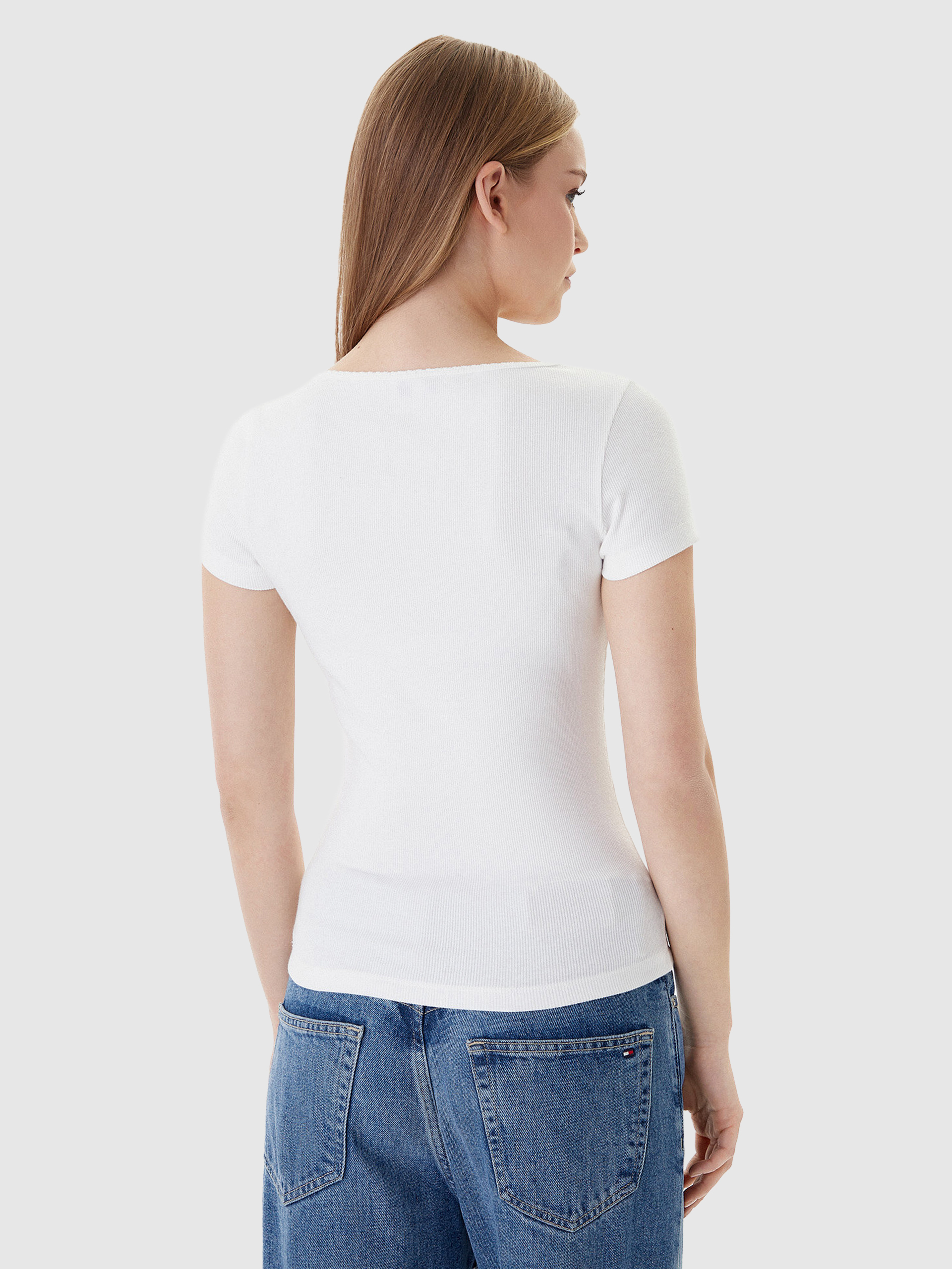 T-Shirt Tommy Jeans Mulher Tjw Slim Soft Rib Ss Tee