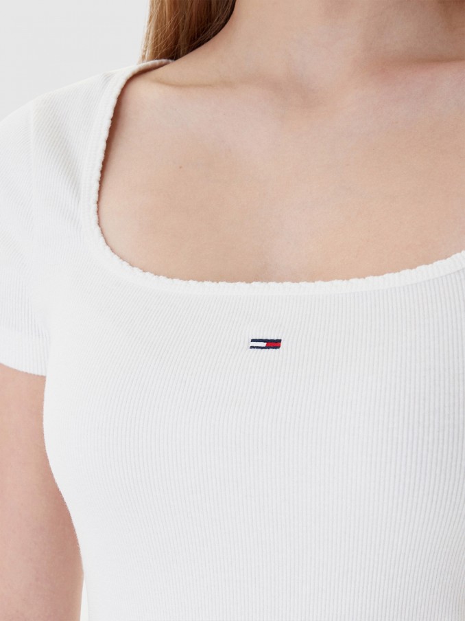 T-Shirt Tommy Jeans Mulher Tjw Slim Soft Rib Ss Tee