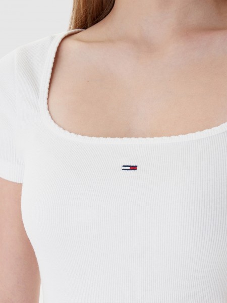 T-Shirt Tommy Jeans Mulher Tjw Slim Soft Rib Ss Tee