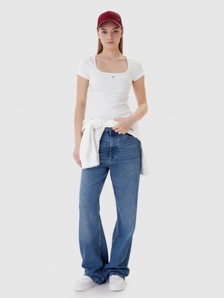 T-Shirt Tommy Jeans Mulher Tjw Slim Soft Rib Ss Tee