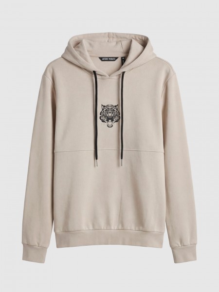 Sweatshirt Antony Morato Homem Hoodie Relaxed Fit In Interlock Cotton Blend Fabric With  Rubber Inje