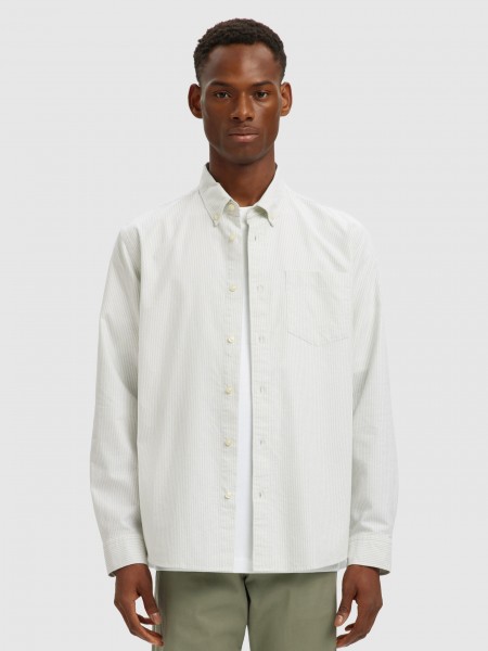 Camisa Selected Homem Slhregrick-Ox Shirt Ls Noos