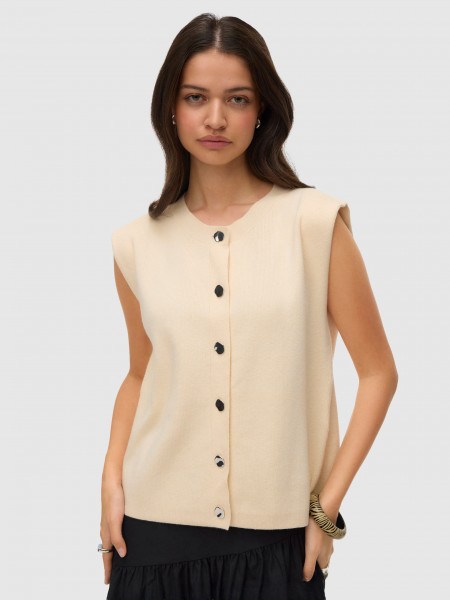 Colete Vero Moda Mulher Vmgold Sl O-Neck Button Vest Boo