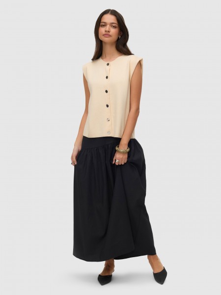 Colete Vero Moda Mulher Vmgold Sl O-Neck Button Vest Boo