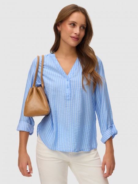 Camisa Vero Moda Mulher Vmkaja Ls V-Neck Fold-Up Top Wvn
