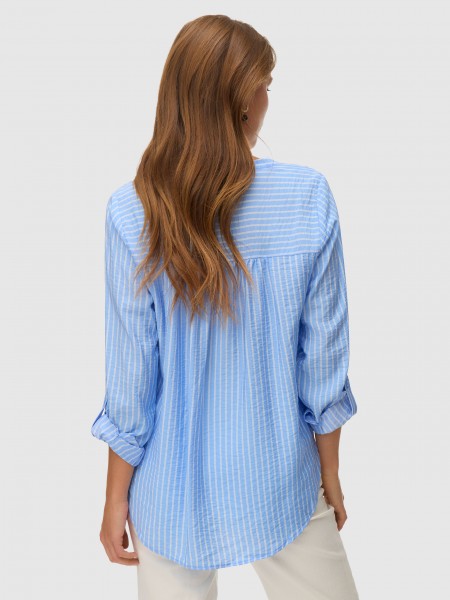 Camisa Vero Moda Mulher Vmkaja Ls V-Neck Fold-Up Top Wvn