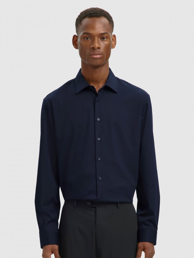 Camisa Hombre Azul Marino Selected