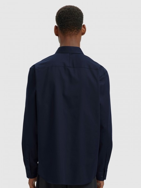 Shirt Man Navy Blue Selected
