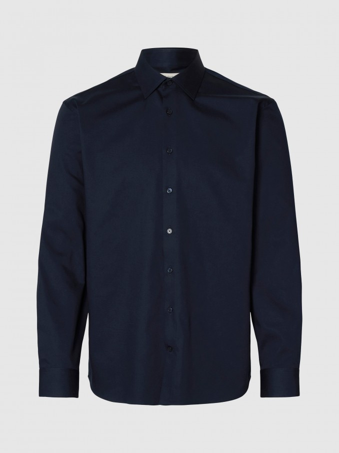 Camisa Hombre Azul Marino Selected