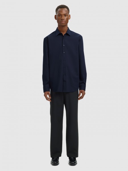 Shirt Man Navy Blue Selected