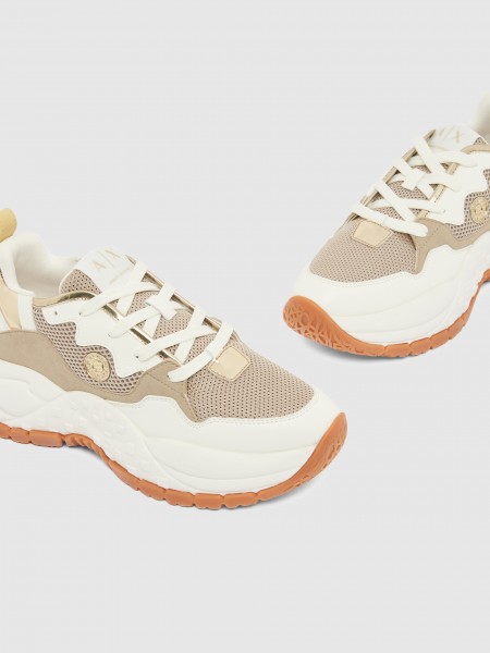 Sapatilha Armani Exchange Mulher Sneaker Vedder Microsuede+Mini Tumbled Pu+Mesh+Mirror Pu