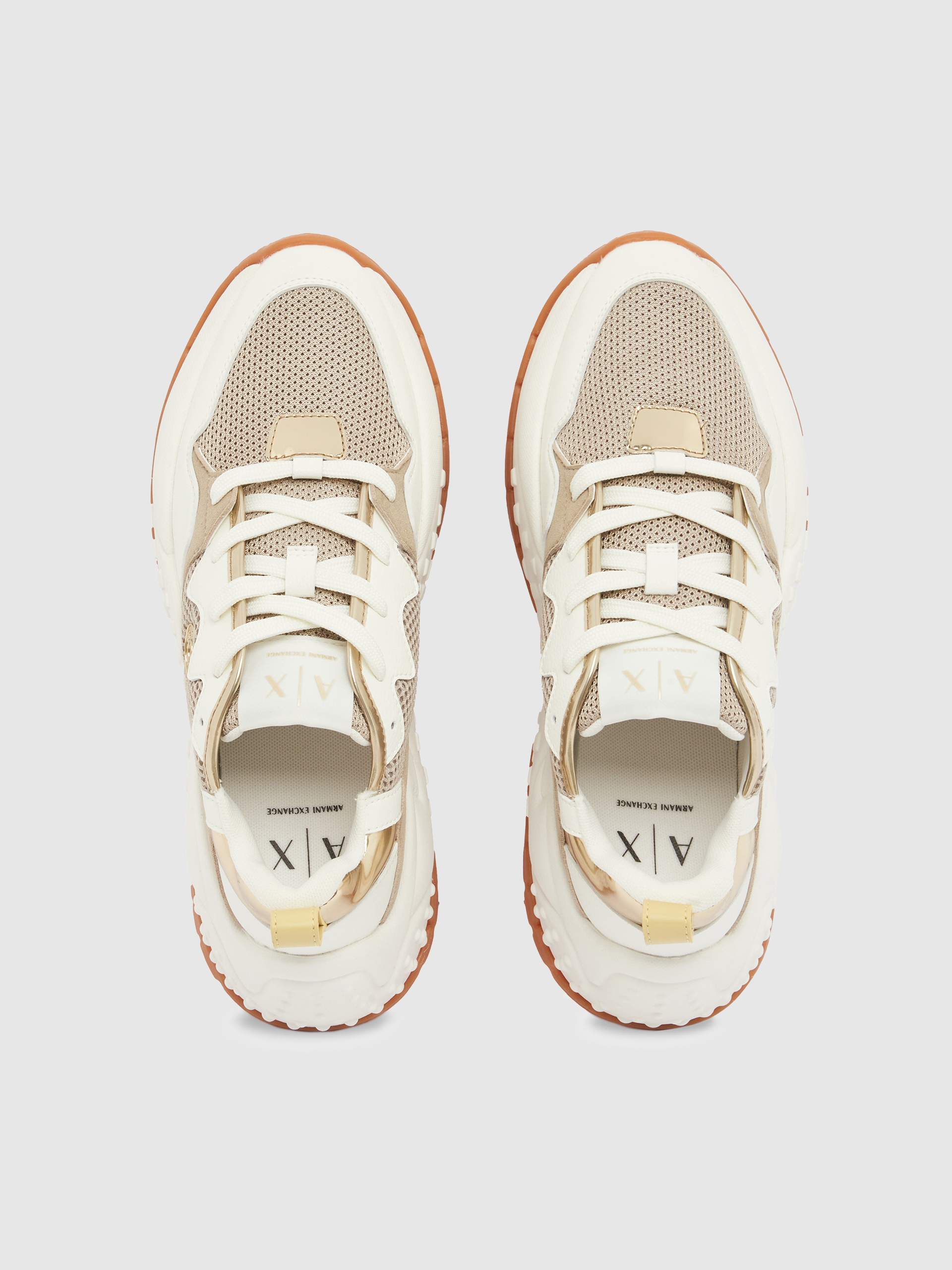 Sapatilha Armani Exchange Mulher Sneaker Vedder Microsuede+Mini Tumbled Pu+Mesh+Mirror Pu