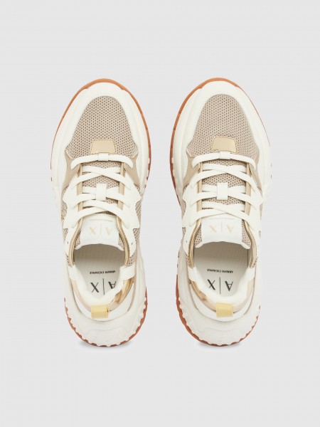 Sapatilha Armani Exchange Mulher Sneaker Vedder Microsuede+Mini Tumbled Pu+Mesh+Mirror Pu