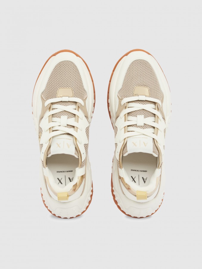 Sapatilha Armani Exchange Mulher Sneaker Vedder Microsuede+Mini Tumbled Pu+Mesh+Mirror Pu