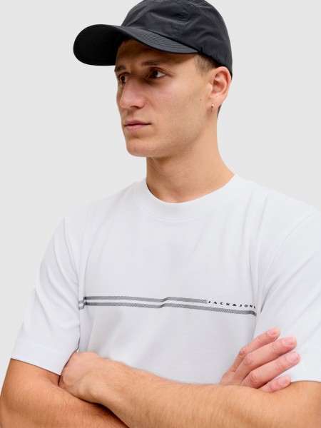 T-Shirt Jack & Jones Homem Jcofusion Chest Brand Tee Ss Crew Noos