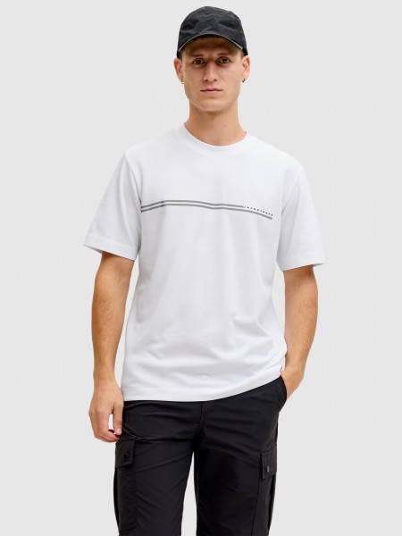 T-Shirt Jack & Jones Homem Jcofusion Chest Brand Tee Ss Crew Noos