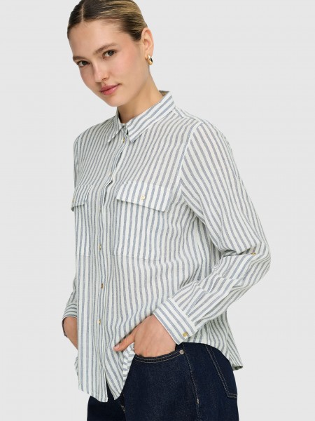 Camisa Only Mulher Onlwendy L/s Shirt Wvn Noos