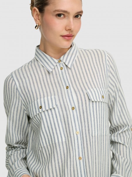 Camisa Only Mulher Onlwendy L/s Shirt Wvn Noos