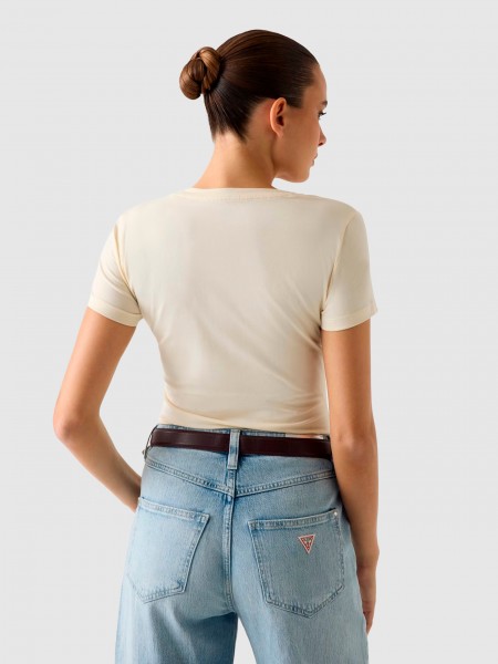 T-Shirt Guess Mulher Ss Cn Leo Triangle Tee