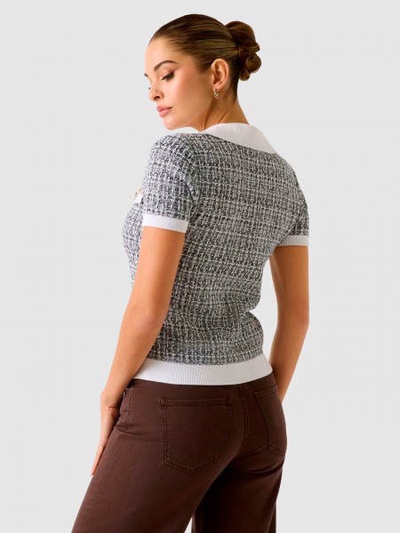 Polo Guess Mulher Ss Vn Collar Annabelle Swtr