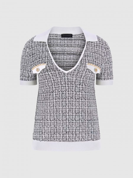 Polo Guess Mulher Ss Vn Collar Annabelle Swtr