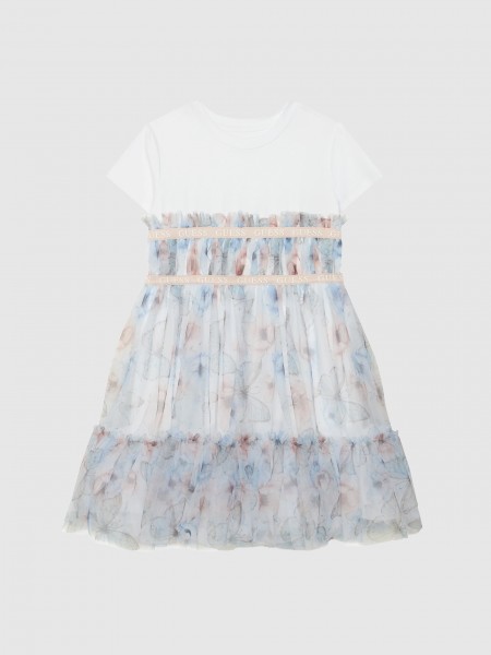 Vestido Guess Menina Mixed Fabric Ss Dress