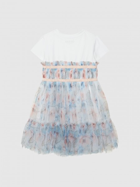 Vestido Guess Menina Mixed Fabric Ss Dress