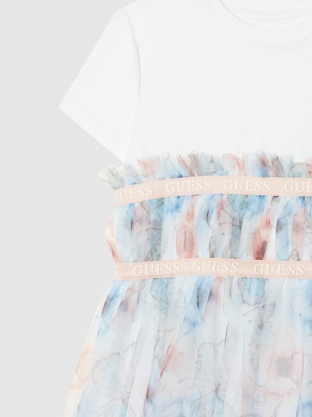 Vestido Guess Menina Mixed Fabric Ss Dress