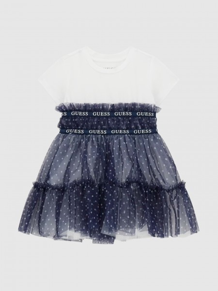 Vestido Guess Menina Mixed Fabric Ss Dress