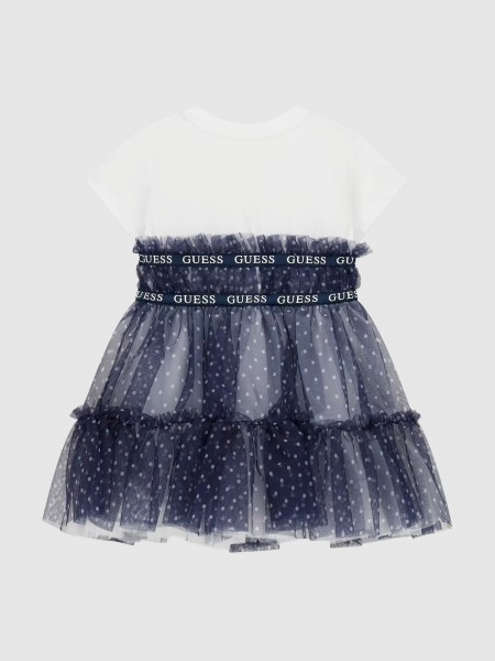 Vestido Guess Menina Mixed Fabric Ss Dress