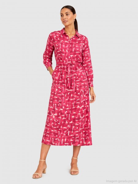 Vestido Vero Moda Mulher Vmidy L/s 7/8 Shirt Dress Wvn Sp