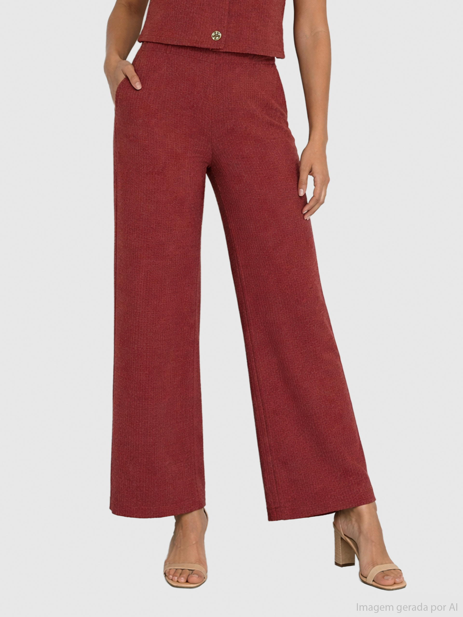 Pantalones Mujer Burdeos Only