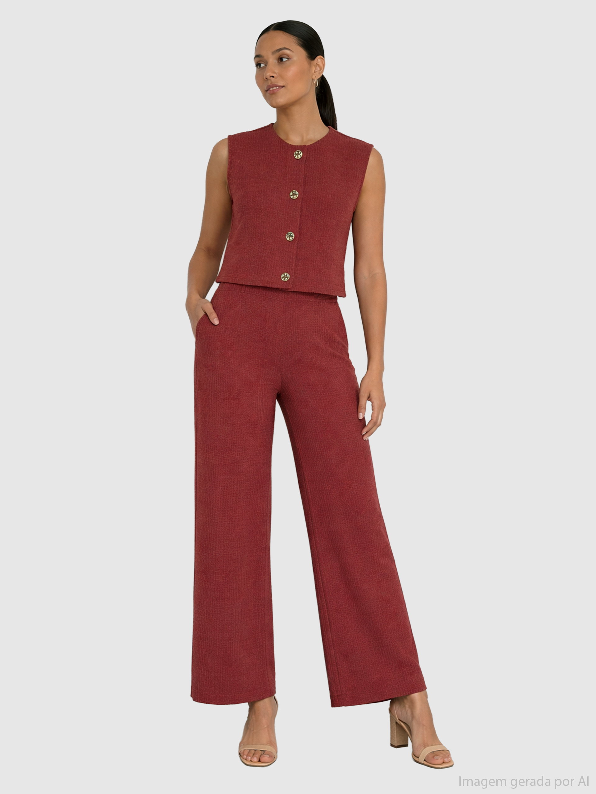 Pantalones Mujer Burdeos Only