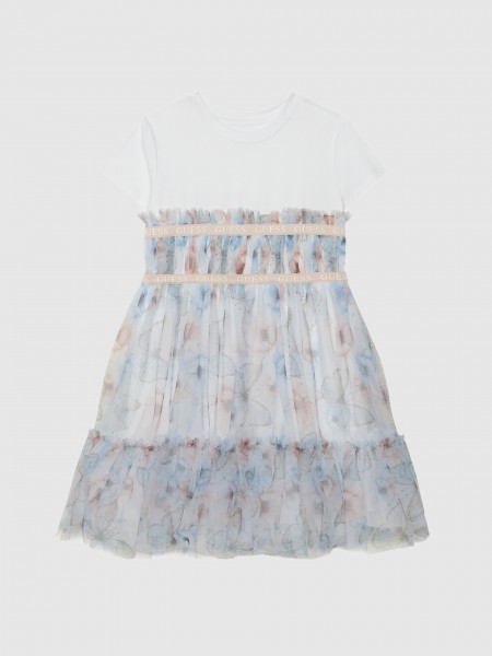 Vestido Guess Menina Mixed Fabric Ss Dress