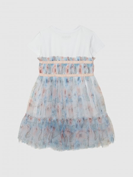Vestido Guess Menina Mixed Fabric Ss Dress