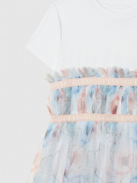 Vestido Guess Menina Mixed Fabric Ss Dress