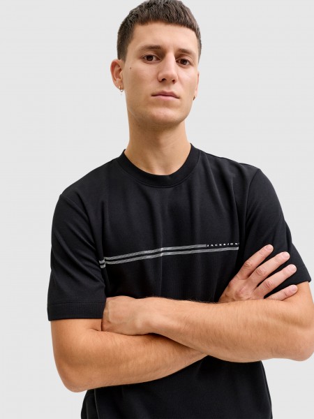 T-Shirt Jack & Jones Homem Jcofusion Chest Brand Tee Ss Crew Noos