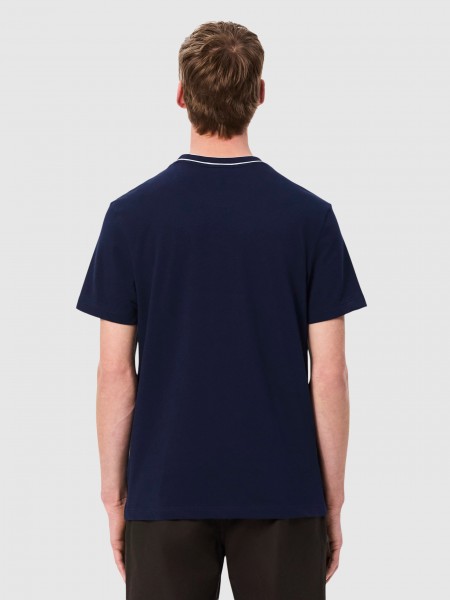 T-Shirt Homem Regular Fit Stretch Pique Stripe Collar T-Shirt Lacoste