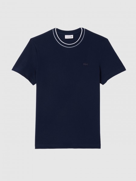 T-Shirt Homem Regular Fit Stretch Pique Stripe Collar T-Shirt Lacoste
