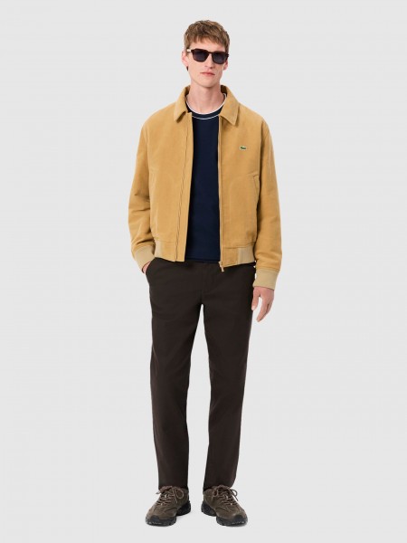 T-Shirt Homem Regular Fit Stretch Pique Stripe Collar T-Shirt Lacoste