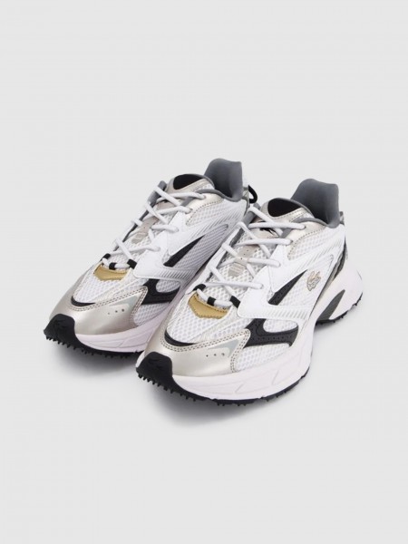 Sapatilha Lacoste Homem Mens L003 Neo Shot Sneakers Silver & Gold Pack